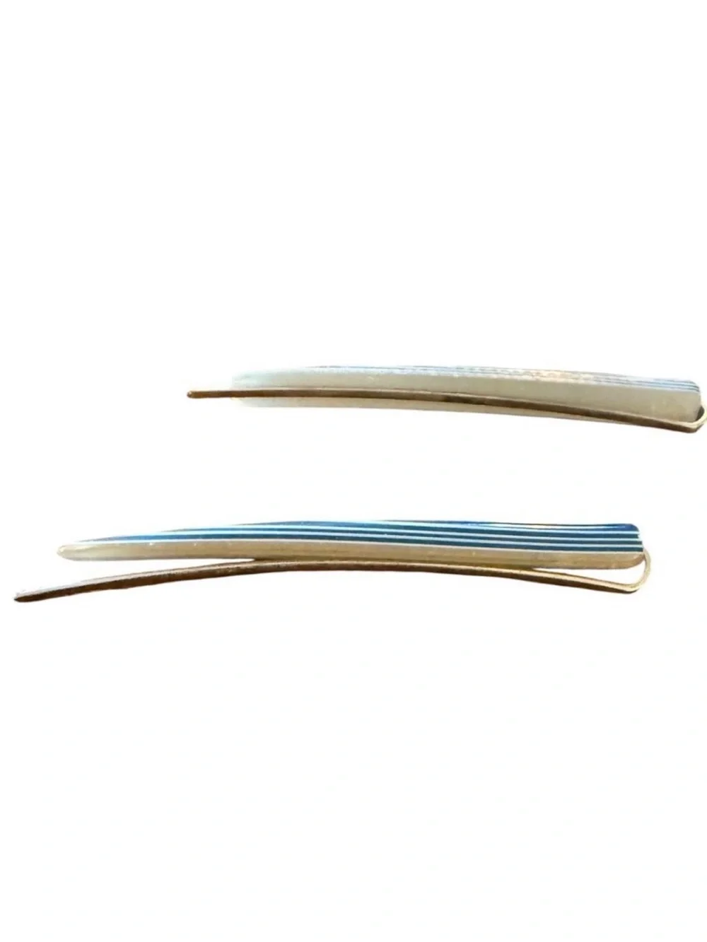 1970’s Vintage Blue and White Thick Plastic Bobby Pins, Retro Design